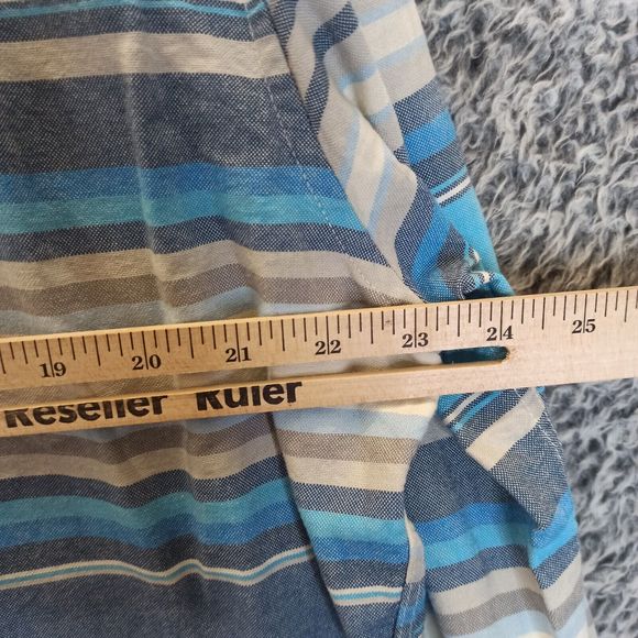 American Eagle Shirt Men XLarge Blue Striped Casual Button Up Collar Long Sleeve - Picture 7 of 8